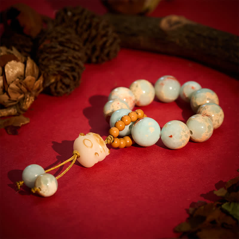 Shoushan Stone Charcoal-Grilled Cat Luck Tactile Meditation Beads Decorations