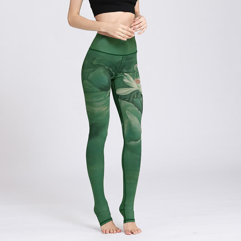 Lotus Flower Print Design Pants Sports Fitness Yoga Leggings Women's Yoga Pants