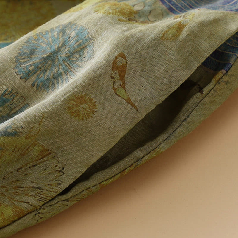 Retro Casual Chinese Frog-Button Design Women's Harem Pants With Pockets