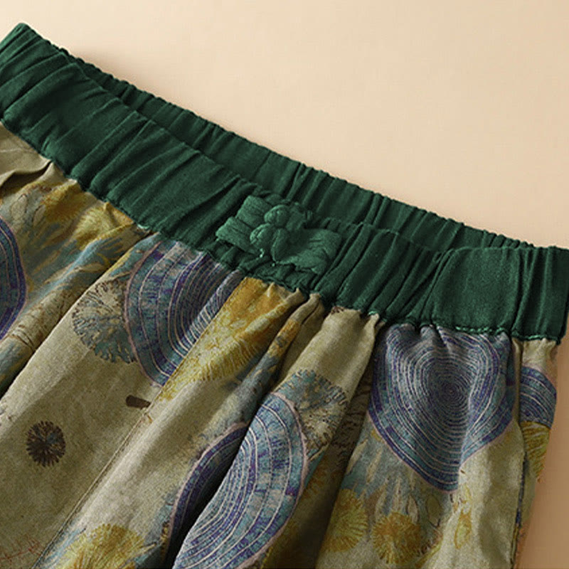 Retro Casual Chinese Frog-Button Design Women's Harem Pants With Pockets