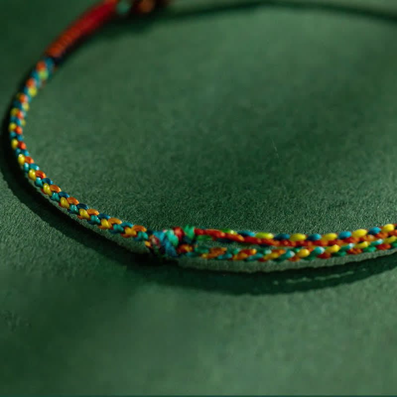 Copper Coins Hand-Woven Red Multicolor String Luck Bracelet