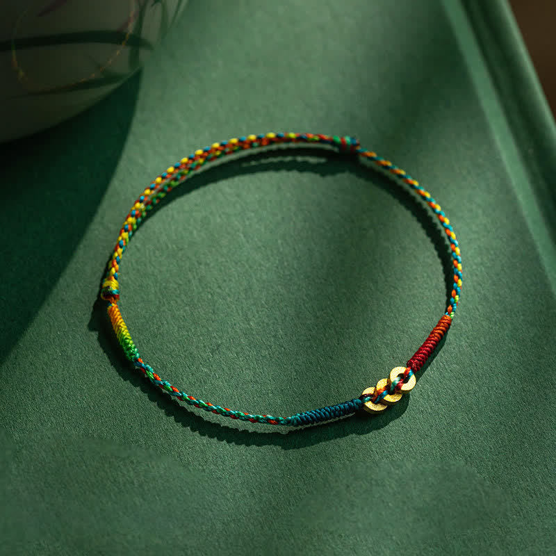Copper Coins Hand-Woven Red Multicolor String Luck Bracelet
