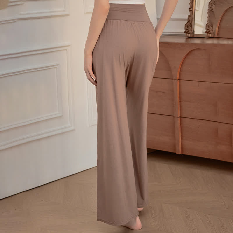 Casual Plain High Waist Elastic Women's Wide Leg Pants