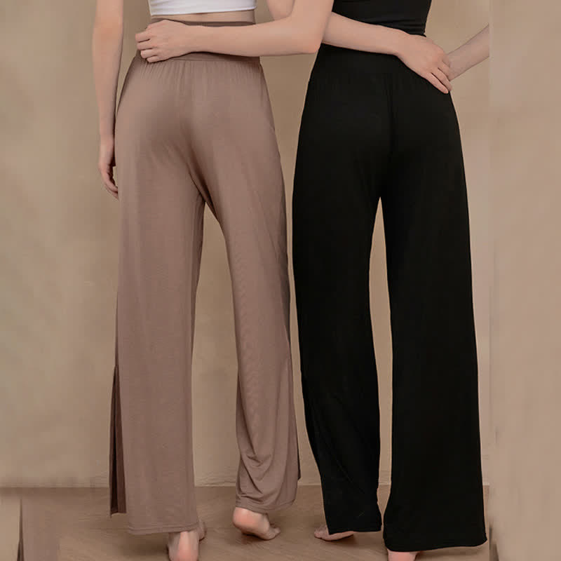 Casual Plain High Waist Elastic Women's Wide Leg Pants