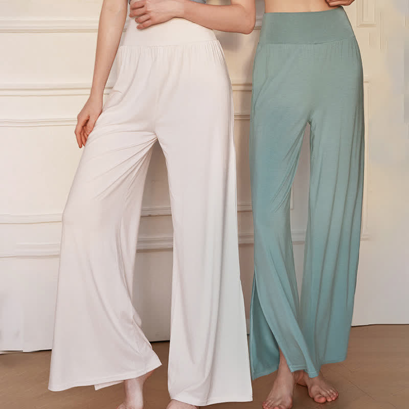 Casual Plain High Waist Elastic Women's Wide Leg Pants