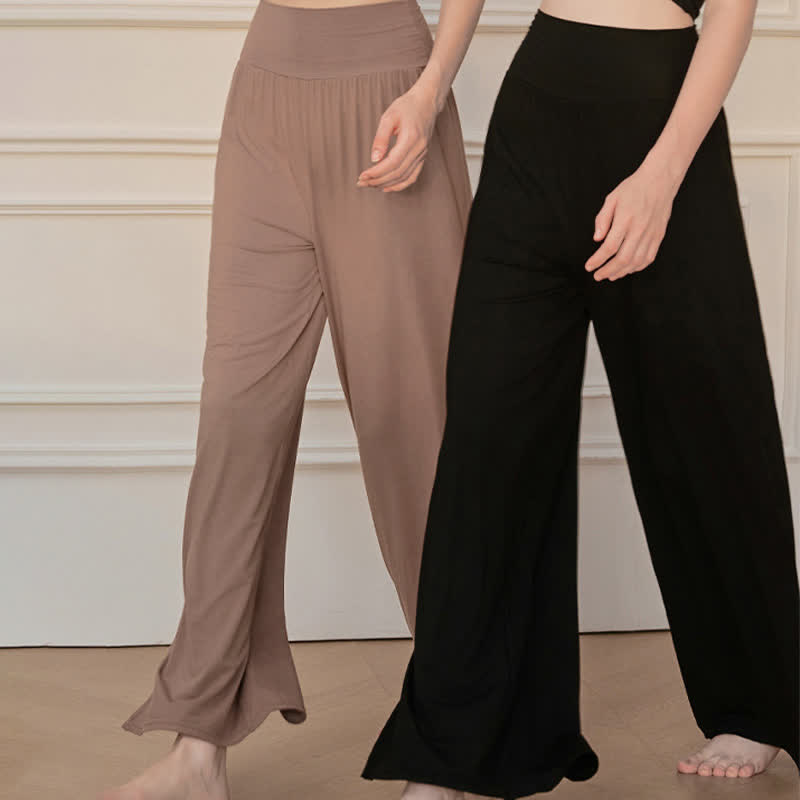 Casual Plain High Waist Elastic Women's Wide Leg Pants