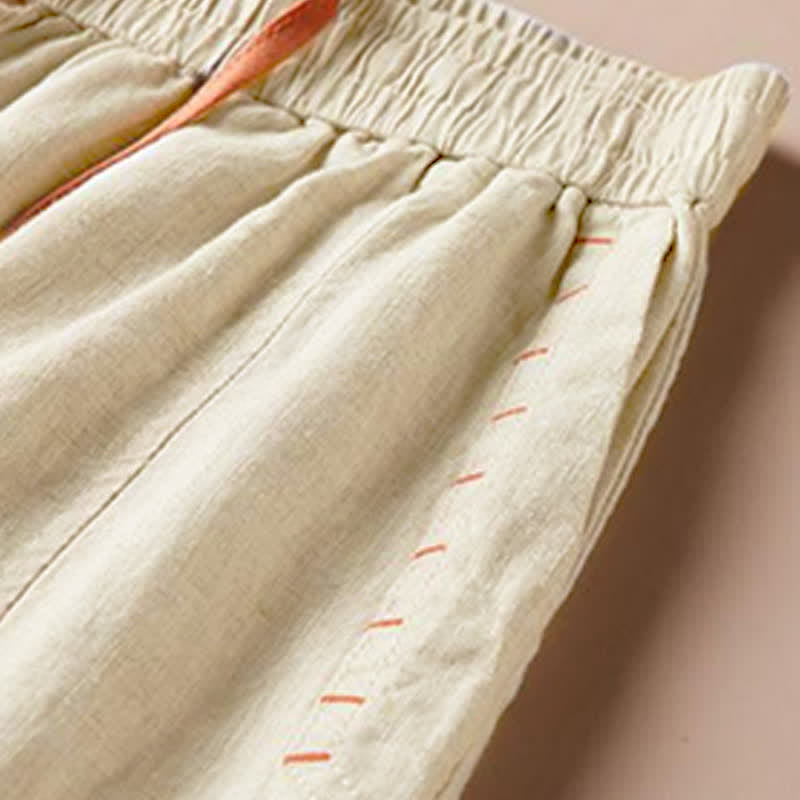 Casual Slit Hem Women's 7-8 Length Wide Leg Pants With Pockets