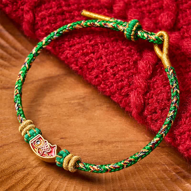 Hand-Woven String Koi Fish Strength Rope Bracelet