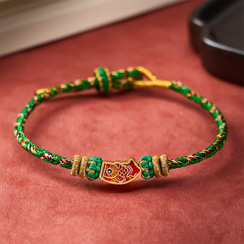 Hand-Woven String Koi Fish Strength Rope Bracelet
