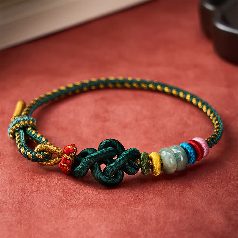 Hand-Woven Chinese Knotting Luck Jade String Bracelet