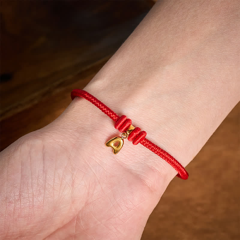 Titanium Steel Letter Red String Faith Bracelet