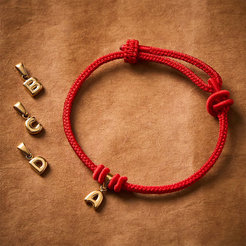Titanium Steel Letter Red String Faith Bracelet