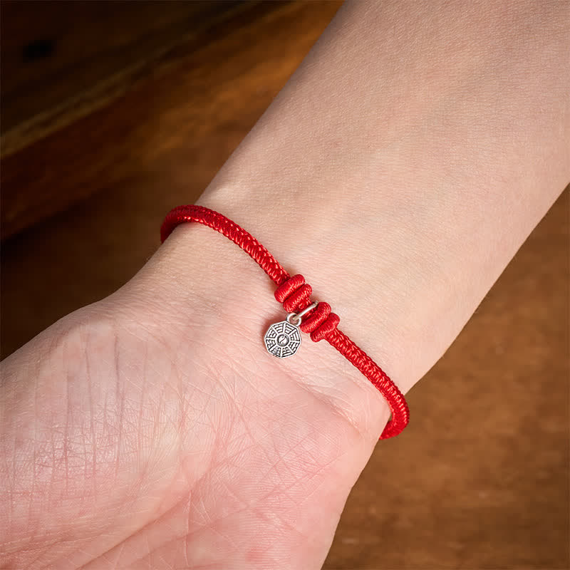 925 Sterling Silver Bagua Red String Connection Bracelet