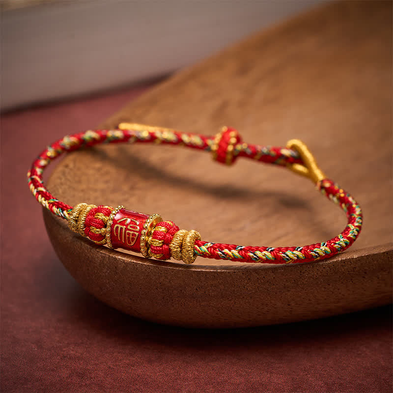 Fu Character Red String Fortune Bracelet