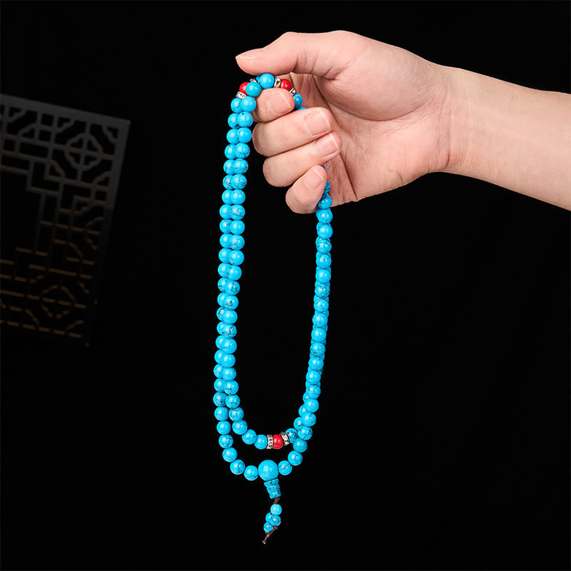 Turquoise Tibetan Round 108 Bead Protection Mala