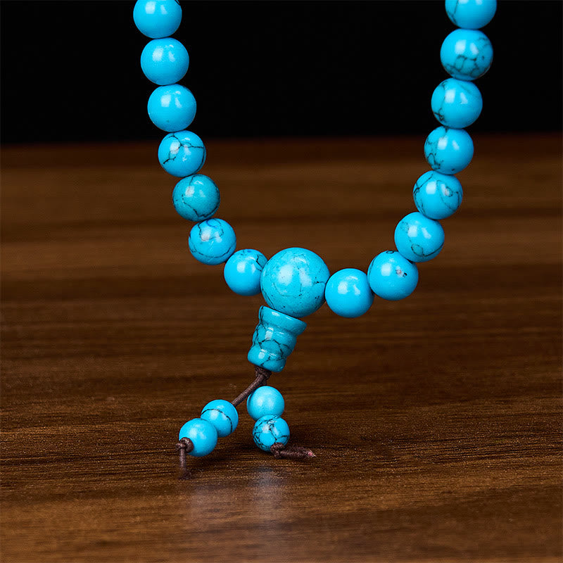 Turquoise Tibetan Round 108 Bead Protection Mala