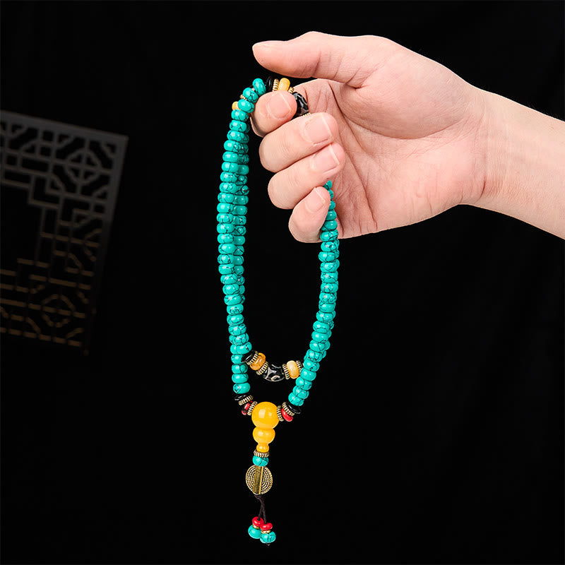 Turquoise Abacus Beads Dzi Bead Communication and Prosperity Mala