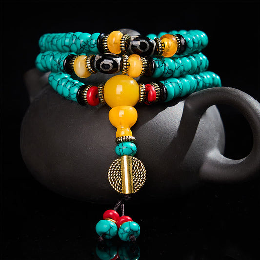 Turquoise Abacus Beads Dzi Bead Communication and Prosperity Mala