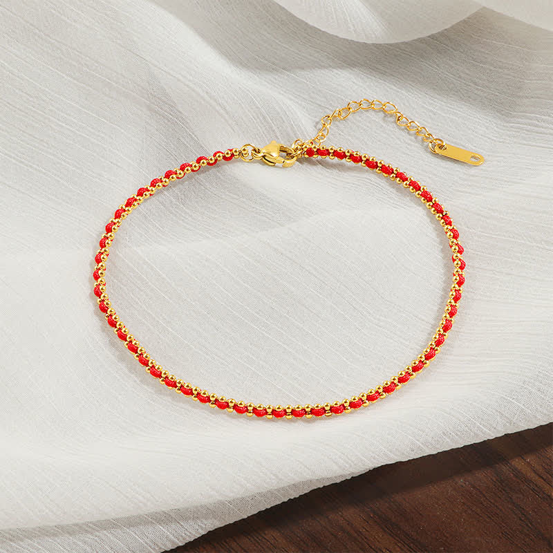 Titanium Steel Red String Strengthen Braided Anklet