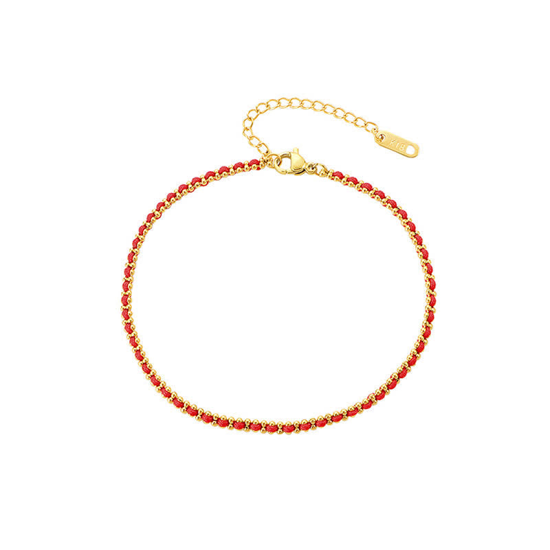 Titanium Steel Red String Strengthen Braided Anklet