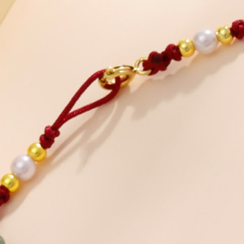 Hand-Woven Red String Protection Floral Charm Anklet