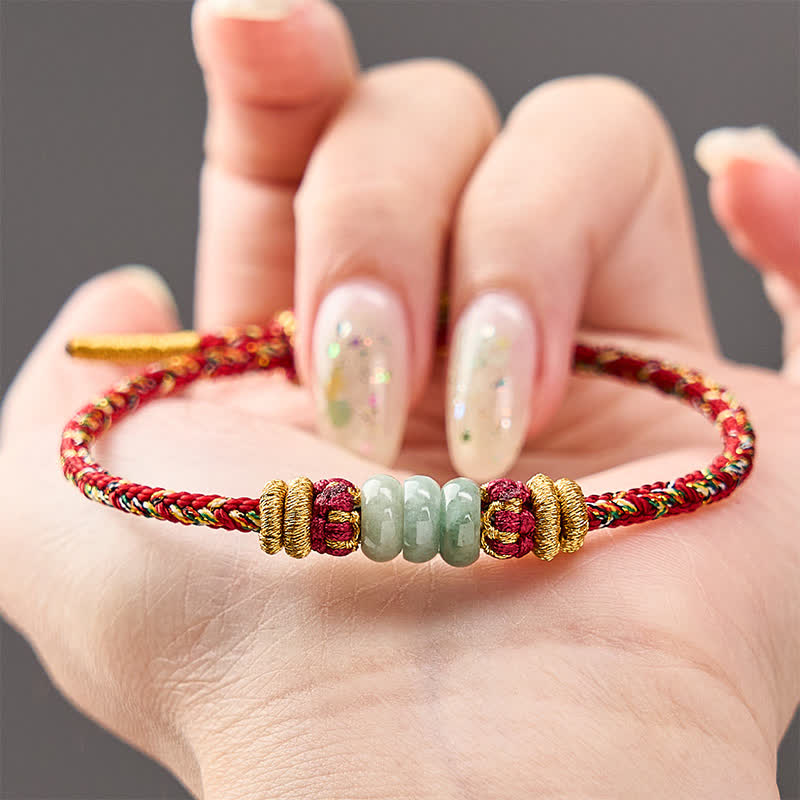 Hand-Woven Luck Abacus Jade Beads String Bracelet