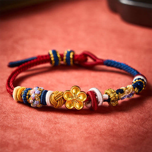 Hand-Woven Peach Blossom Strength Red Navy String Bracelet