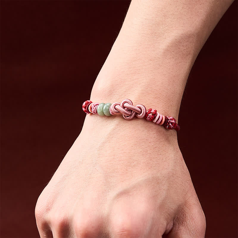Hand-Woven Jade Beads Luck Pink String Bracelet
