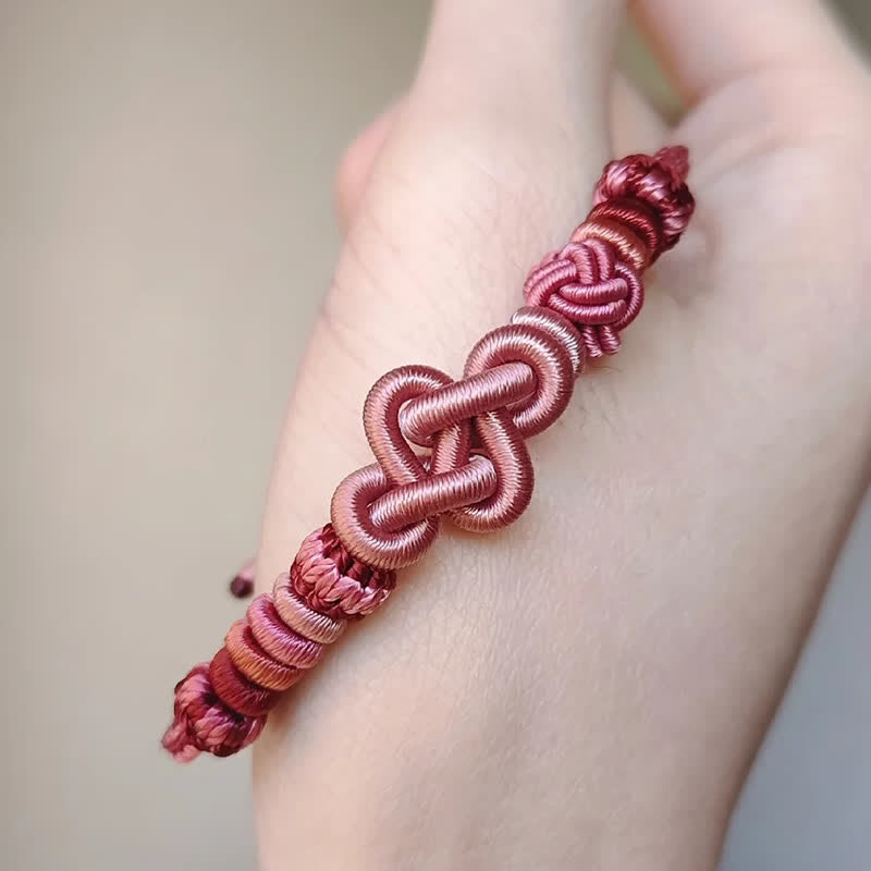 Hand-Woven "Get Rich Quickly" Gourd Strength Pink String Bracelet