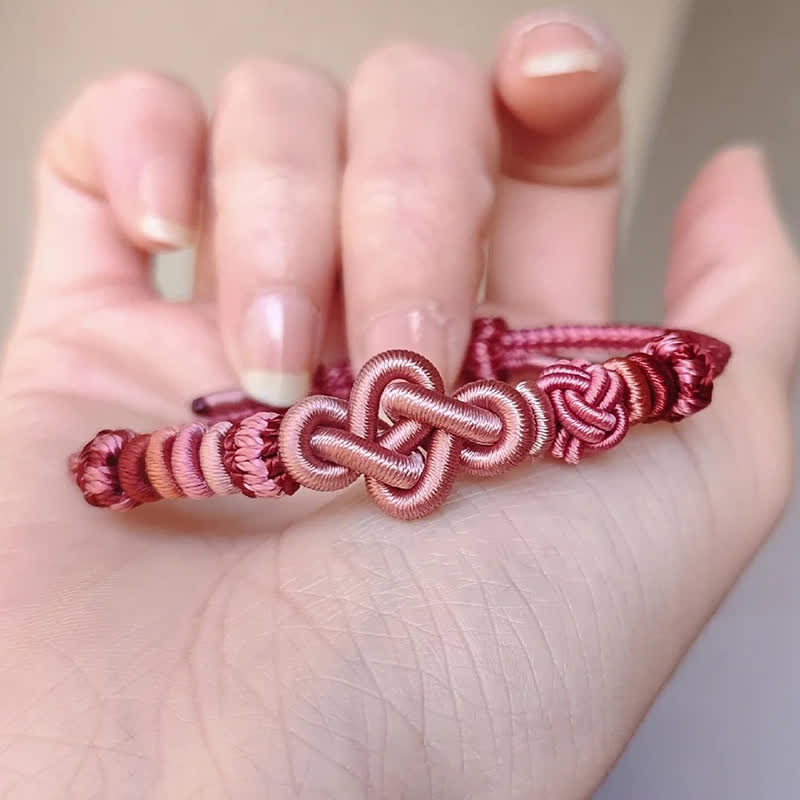 Hand-Woven "Get Rich Quickly" Gourd Strength Pink String Bracelet