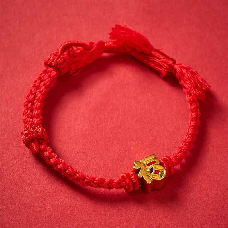 Fu Character Red String Balance Tibet Adjustable Bracelet