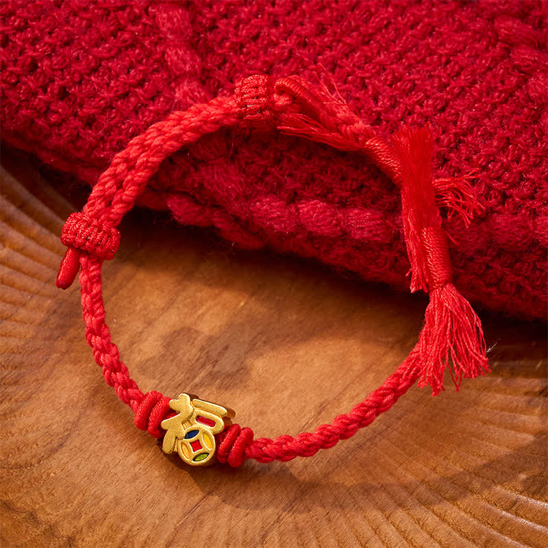 Fu Character Red String Balance Tibet Adjustable Bracelet