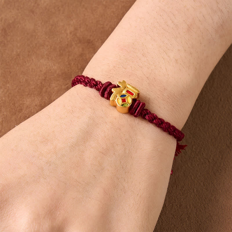 Fu Character Red String Balance Tibet Adjustable Bracelet
