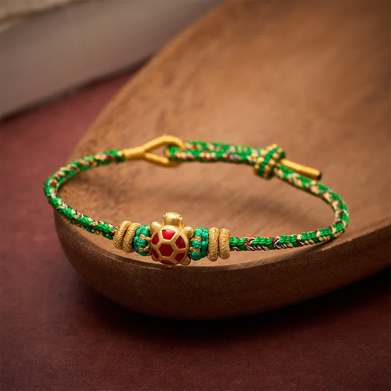 Five Color Hand Woven String Longevity Turtle Protection Adjustable Bracelet
