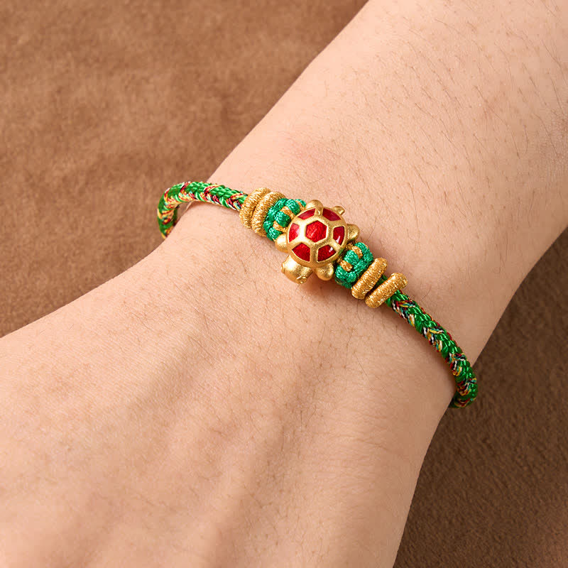 Five Color Hand Woven String Longevity Turtle Protection Adjustable Bracelet
