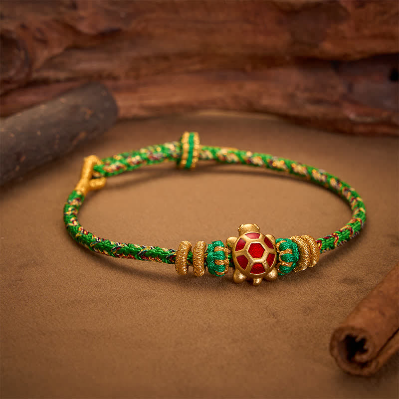 Five Color Hand Woven String Longevity Turtle Protection Adjustable Bracelet
