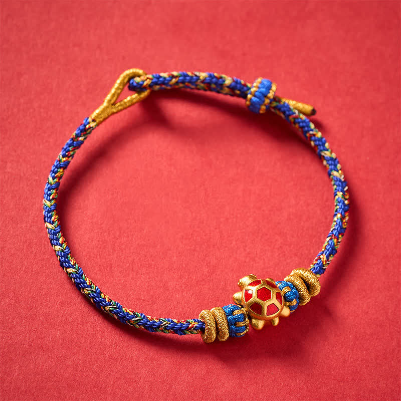 Five Color Hand Woven String Longevity Turtle Protection Adjustable Bracelet