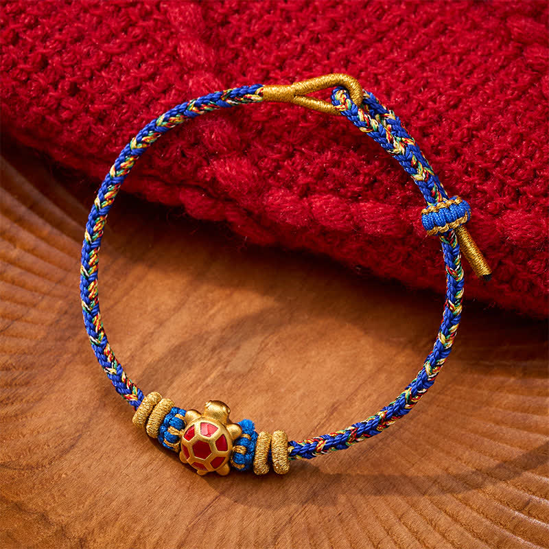 Five Color Hand Woven String Longevity Turtle Protection Adjustable Bracelet