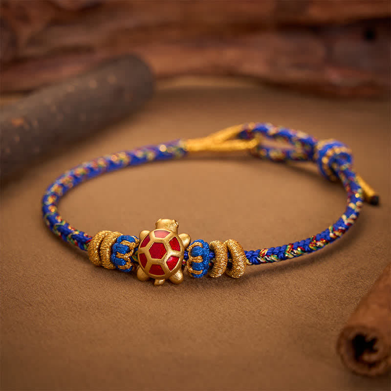 Five Color Hand Woven String Longevity Turtle Protection Adjustable Bracelet