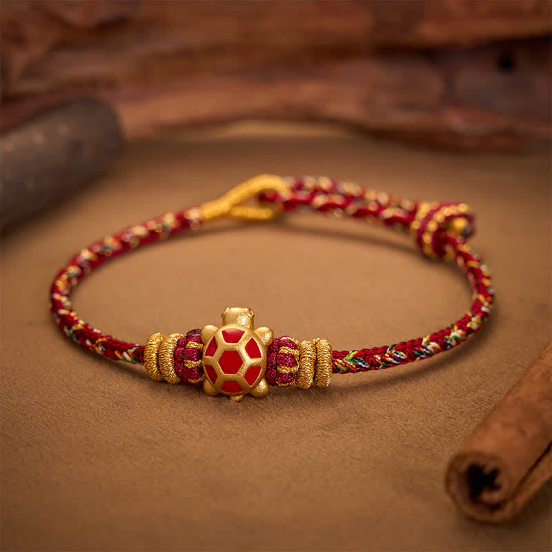 Five Color Hand Woven String Longevity Turtle Protection Adjustable Bracelet