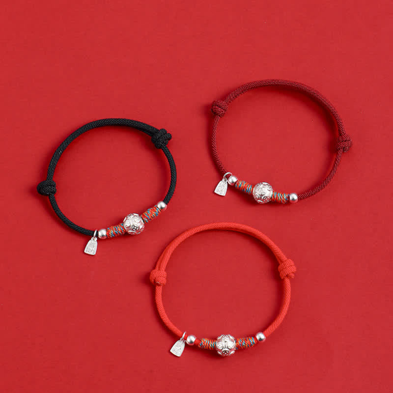 999 Sterling Silver Red String Protection Hand-Woven Bracelet