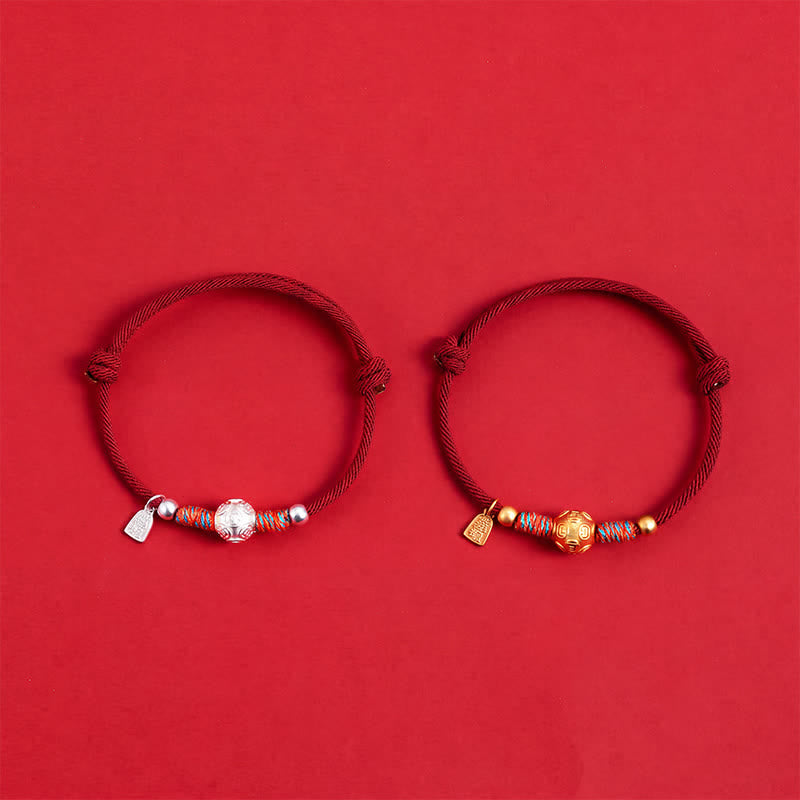 999 Sterling Silver Red String Protection Hand-Woven Bracelet