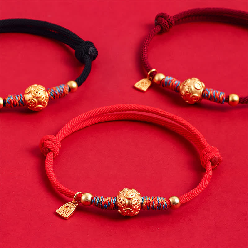 999 Sterling Silver Red String Protection Hand-Woven Bracelet