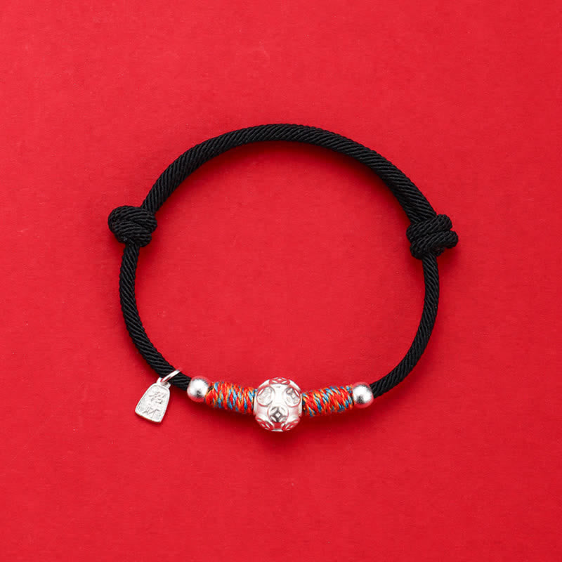 999 Sterling Silver Red String Protection Hand-Woven Bracelet