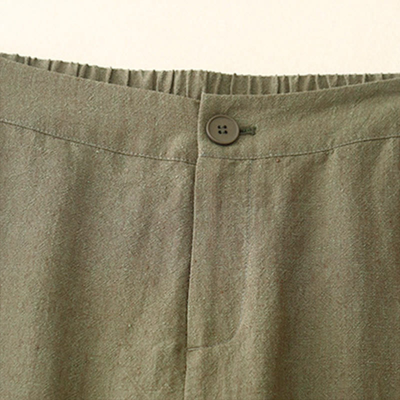 Casual Plain Women's Elastic Waist Wide Leg Pants With Pockets
