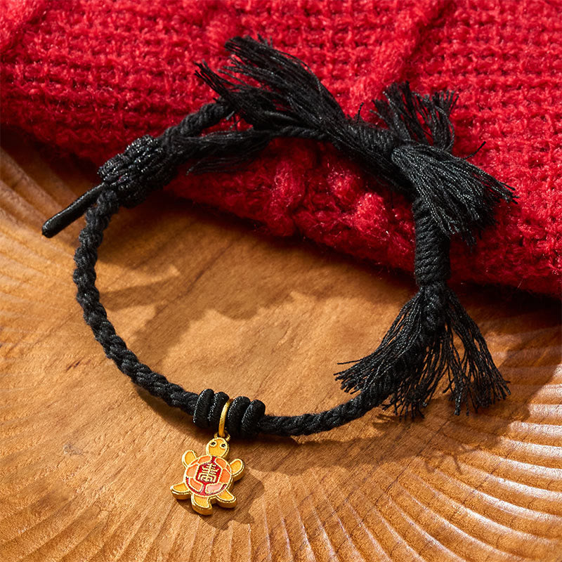 Turtle Charm Gold Plated Copper Red String Balance Tibet Bracelet
