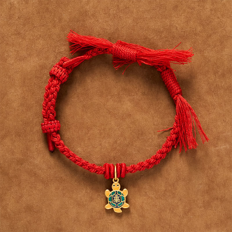 Turtle Charm Gold Plated Copper Red String Balance Tibet Bracelet