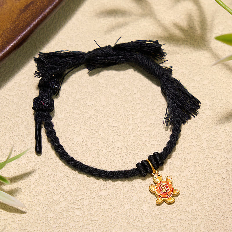 Turtle Charm Gold Plated Copper Red String Balance Tibet Bracelet