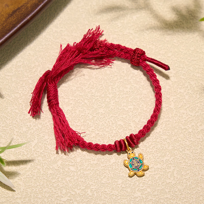 Turtle Charm Gold Plated Copper Red String Balance Tibet Bracelet