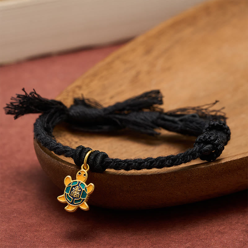 Turtle Charm Gold Plated Copper Red String Balance Tibet Bracelet